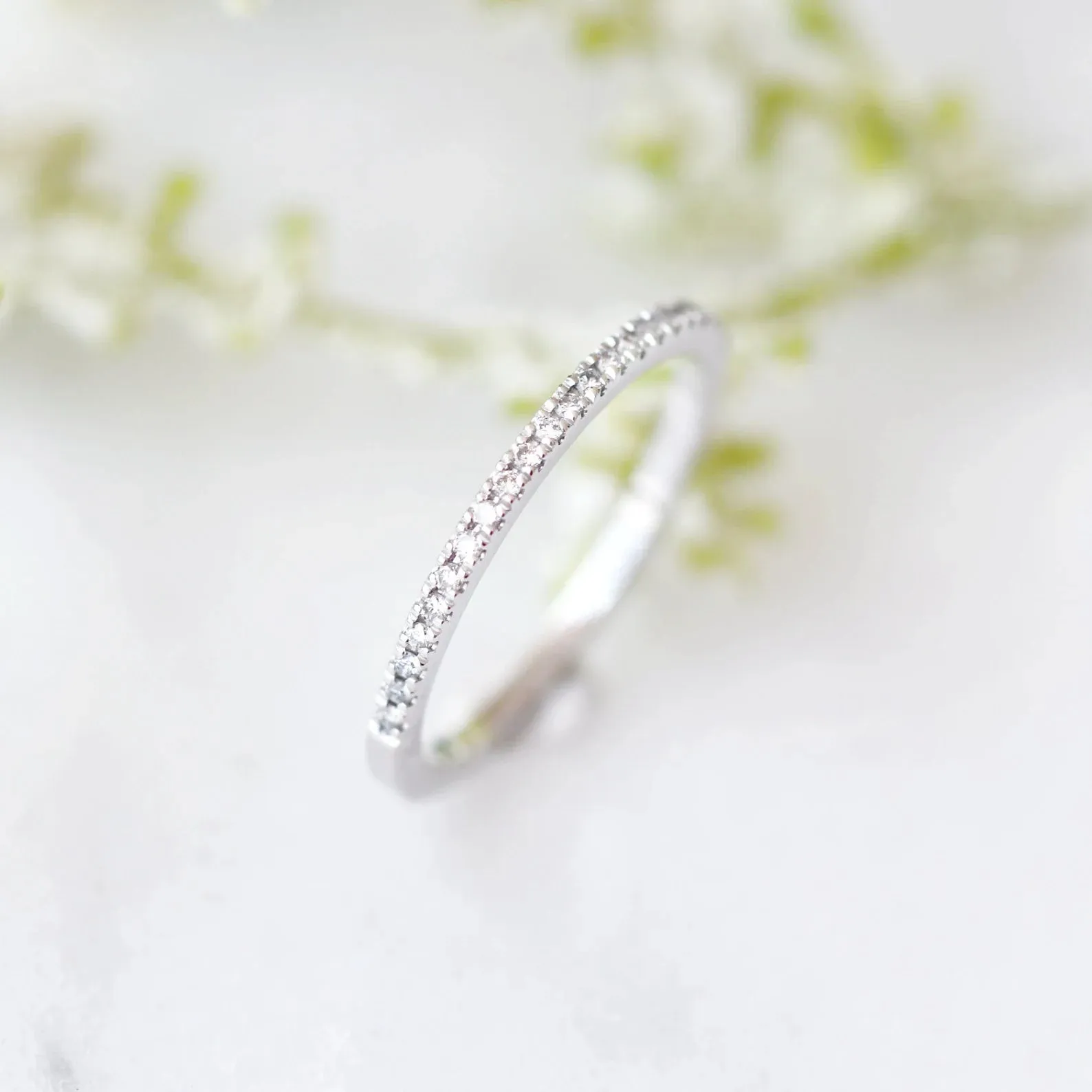 1.5MM Petite Diamond Wedding Band- 10K/ 14K/ 18K White Gold