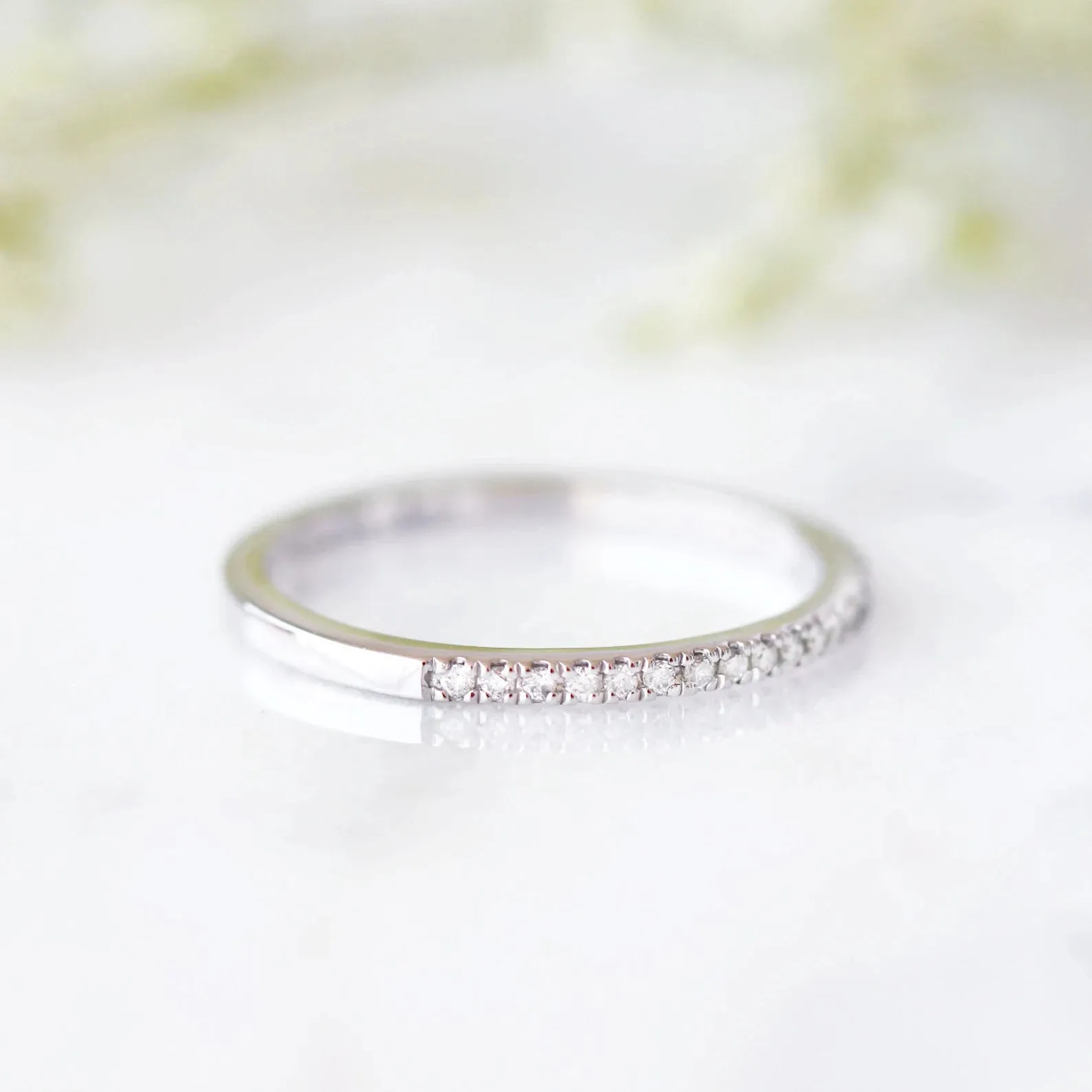 1.5MM Petite Diamond Wedding Band- 10K/ 14K/ 18K White Gold