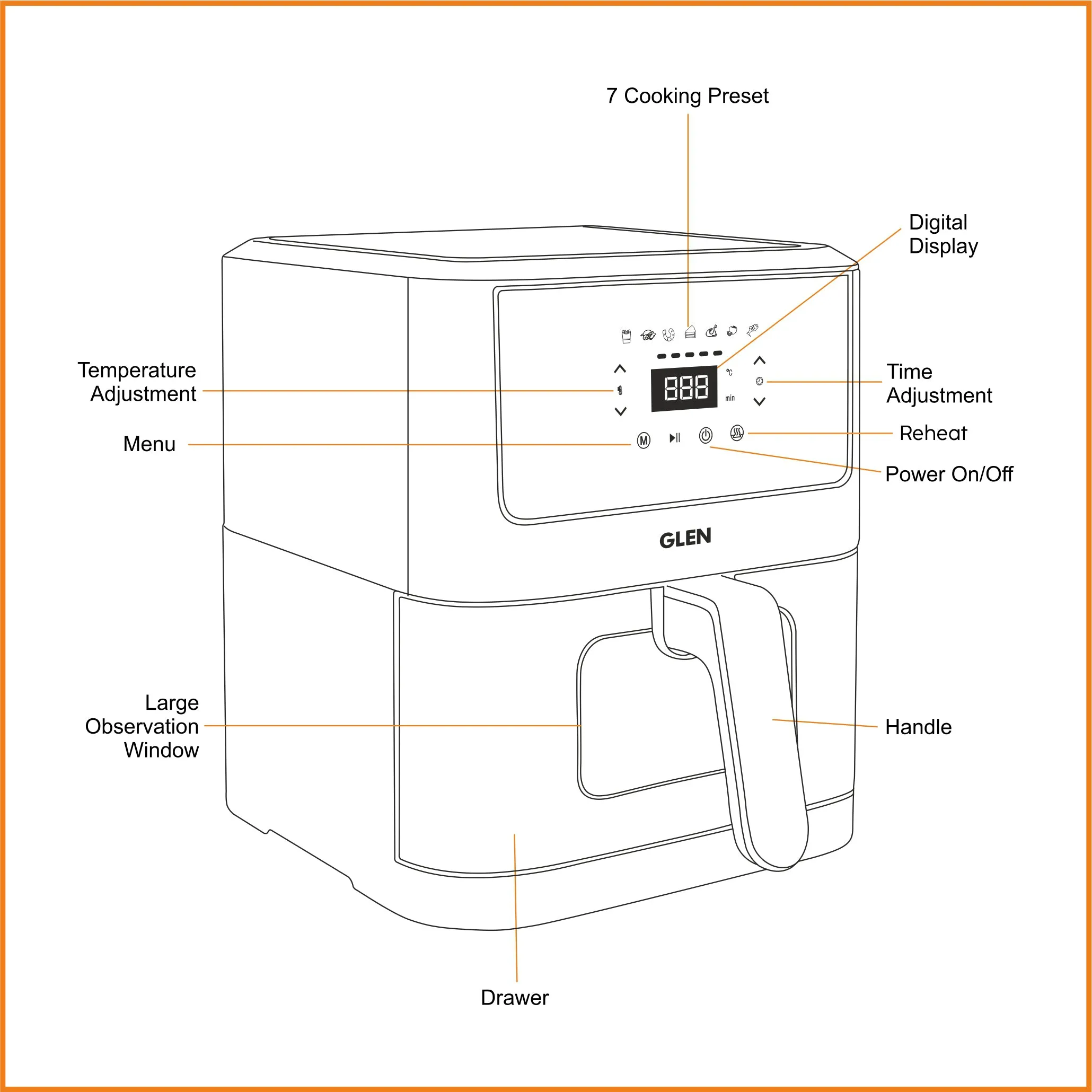 Air Fryer, 6.0 Litre Digital Controls, 7 Pre Set Menu Timer, Temperature Control, 1500W -Black & Silver (3043 DSS)