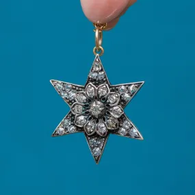 Antique 15ct Gold Diamond Starburst Pendant, 0.75ct