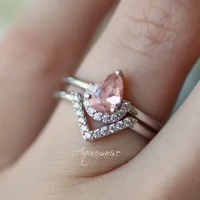 Aria Morganite Ring Set- Sterling Silver