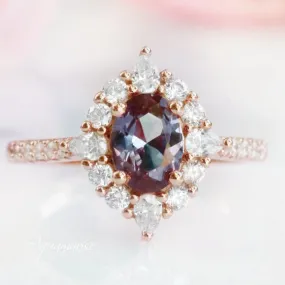 Astra Alexandrite Ring- 14K Rose Gold Vermeil