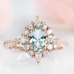 Astra Aquamarine Ring- 14K Rose Gold Vermeil