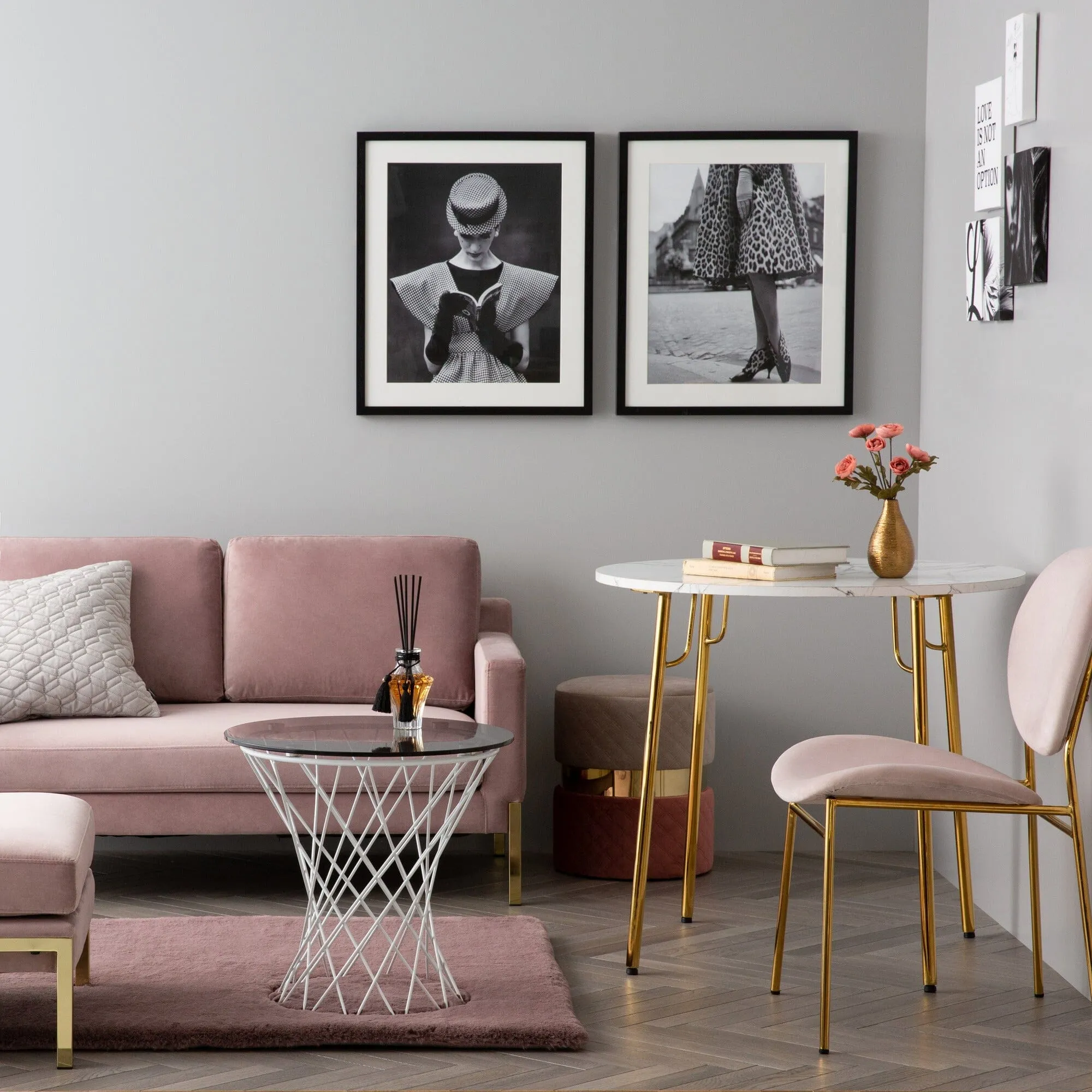 Belle Chair Pink X Gold (W500×D560×H810)