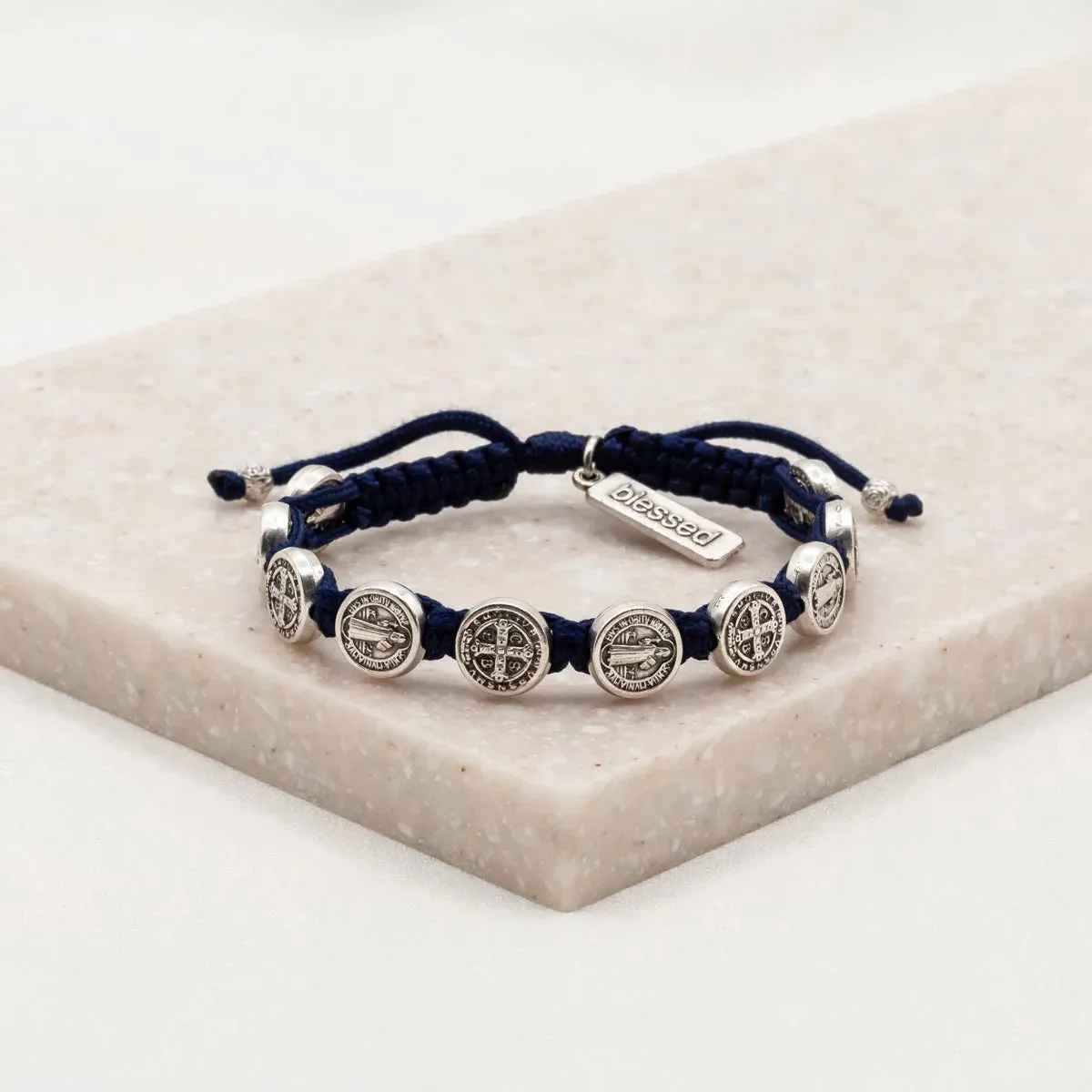 Benedictine Blessing Bracelet in Navy and Silver