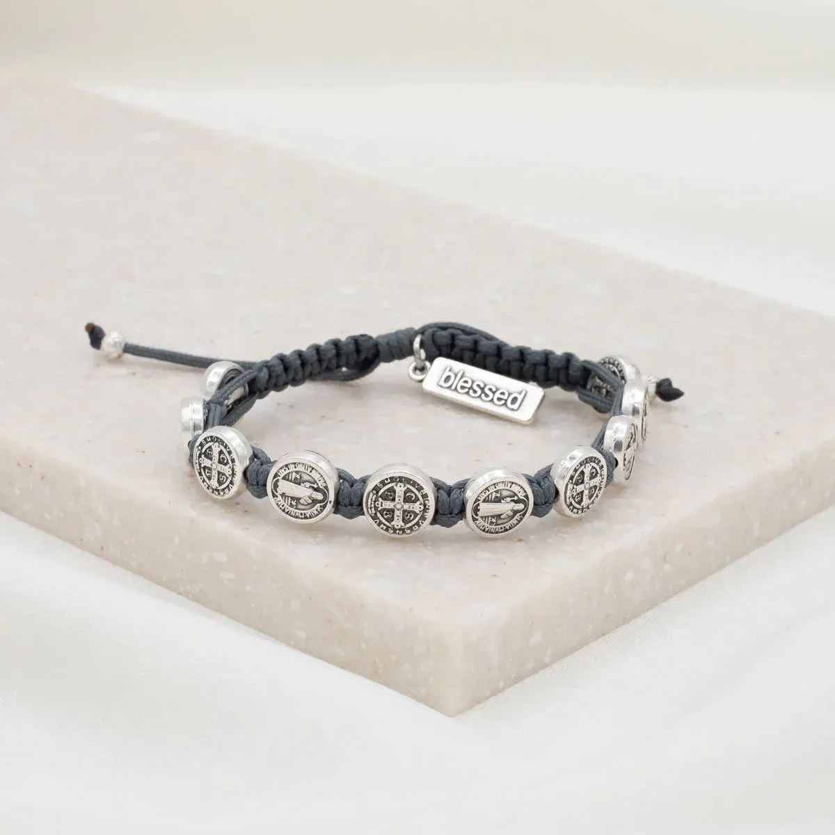 Benedictine Blessing Bracelet in Slate and Silver