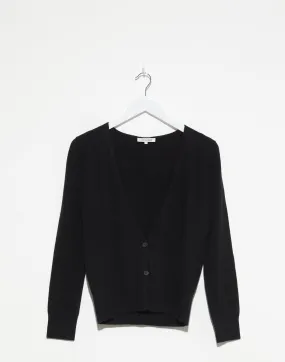 Black Cashmere Deep V Neck Cardigan