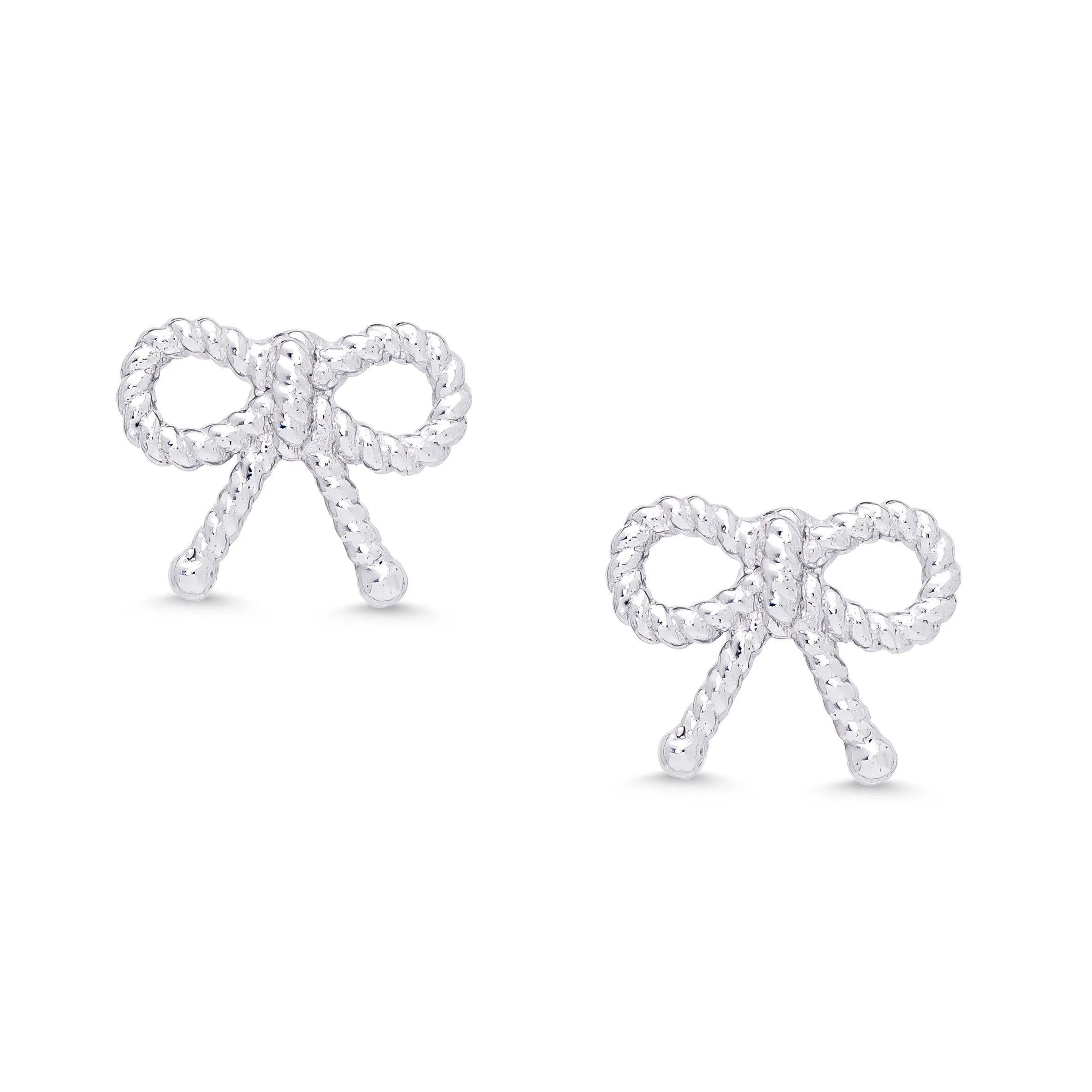 Bow Twist Stud Earrings in Sterling Silver