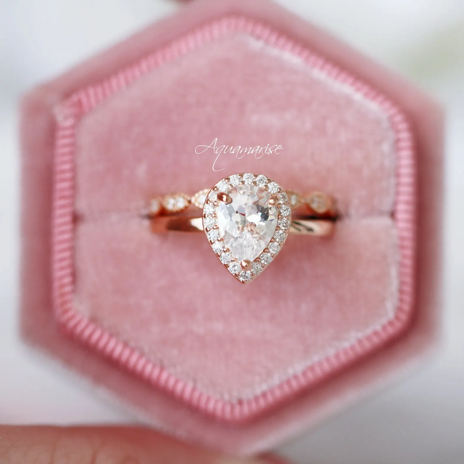 Camila Simulated Diamond Ring Set- 14K Rose Gold Vermeil