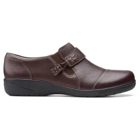 Clarks Cheyn Onyx Dark Brown Tumbled Leather Shoe (Women's)