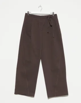 Dark Brown Cotton Flag Tie Pants