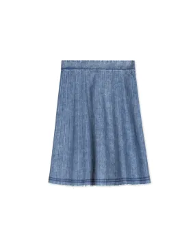 Denim Pleated Look Short Skirt