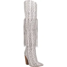 Dingo Women's "Kitty Kat" White Fringe Cowboy Boots