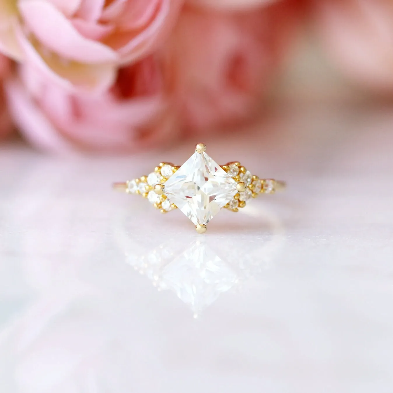 Ellie Simulated Diamond (cz) Ring - 14K Yellow Gold Vermeil