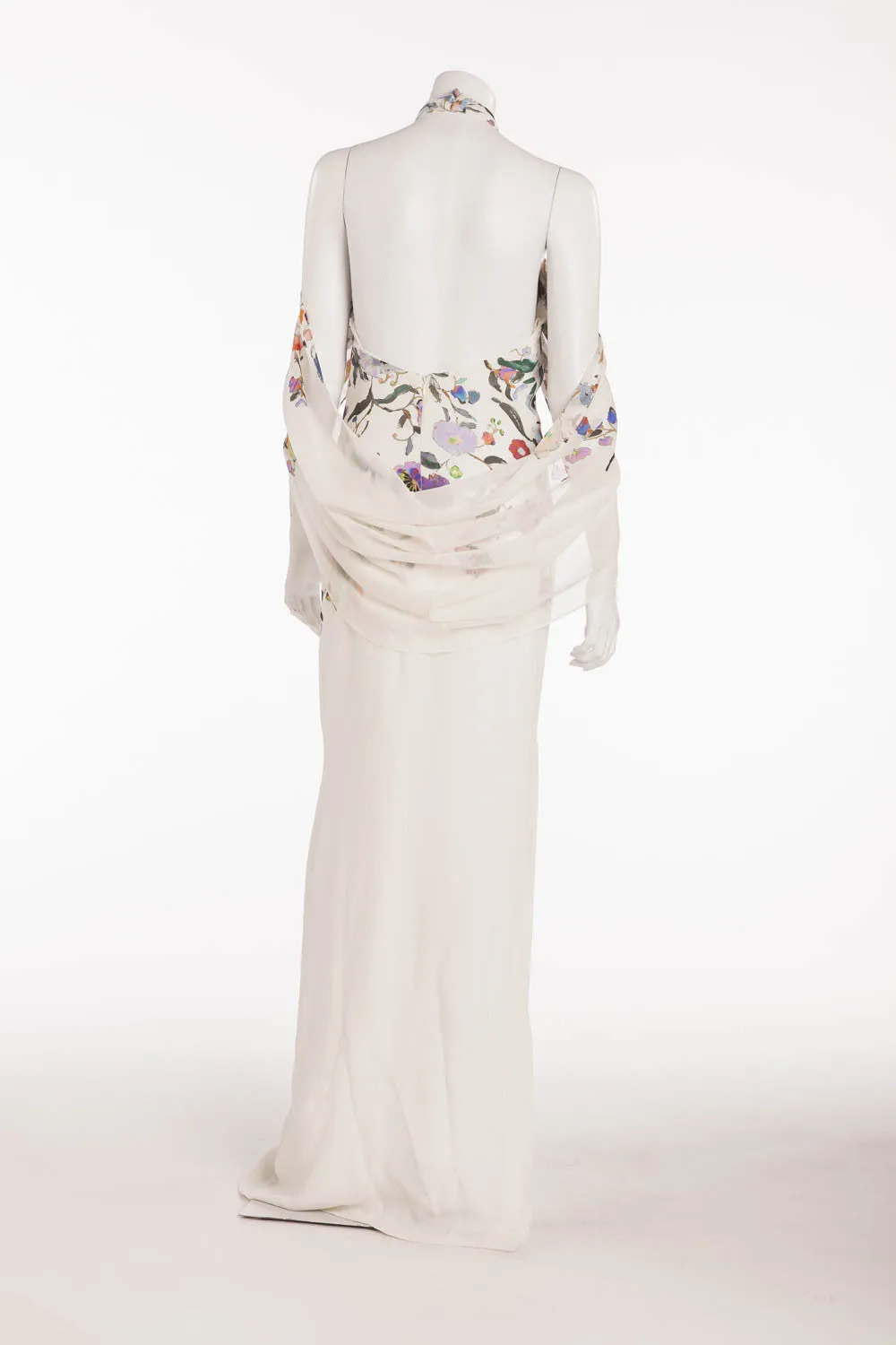 Etro - As seen on the Runway 2013 Spring/Summer Collection - Long White Floral Dress - IT 40