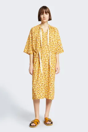 Fallow Gathered Dress Gold/Tan Print