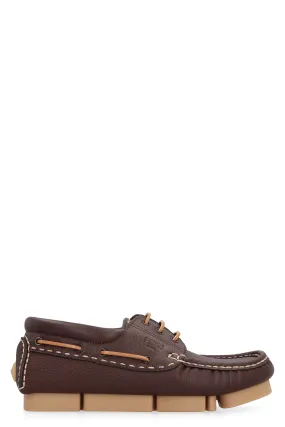 FENDI DECK LEATHER BOAT SHOES