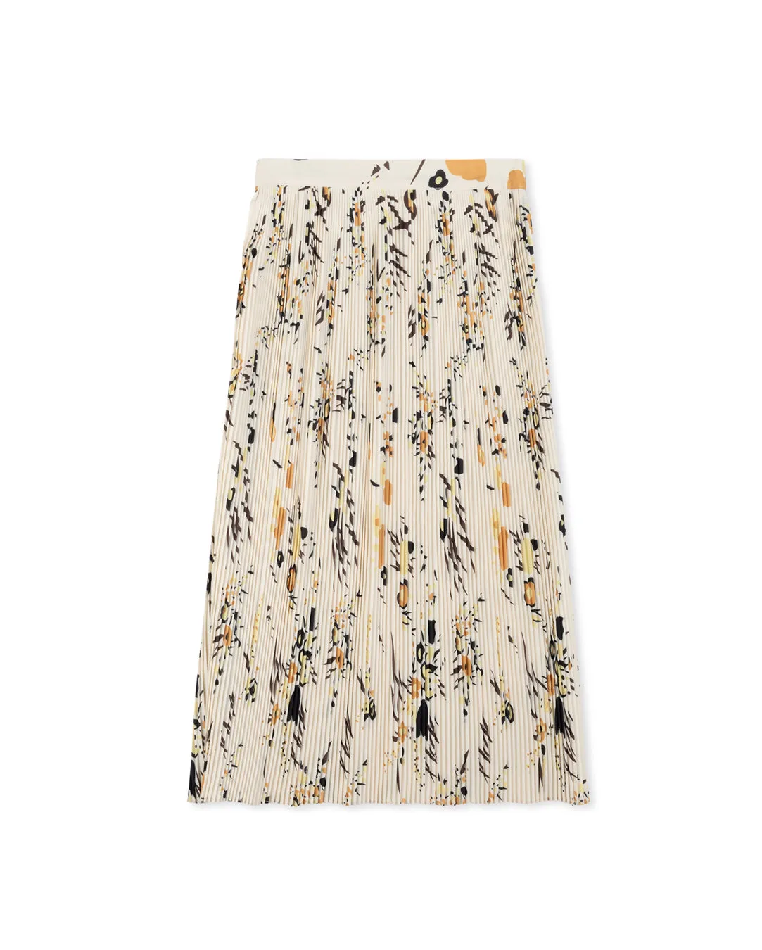 Floral Silk Pleated Skirt