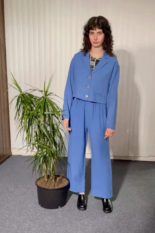 French Blue Linen Crop Jacket