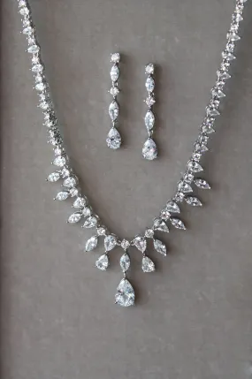 GISELLE Simulated Diamond Necklace and Earrings Set