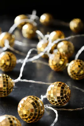 Gold Disco Ball Fairy Lights