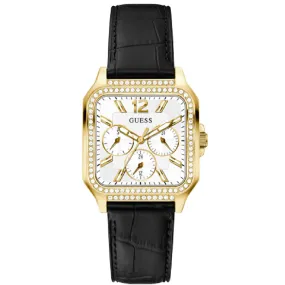 Guess Deco Black Leather Strap Ladies Watch GW0309L2