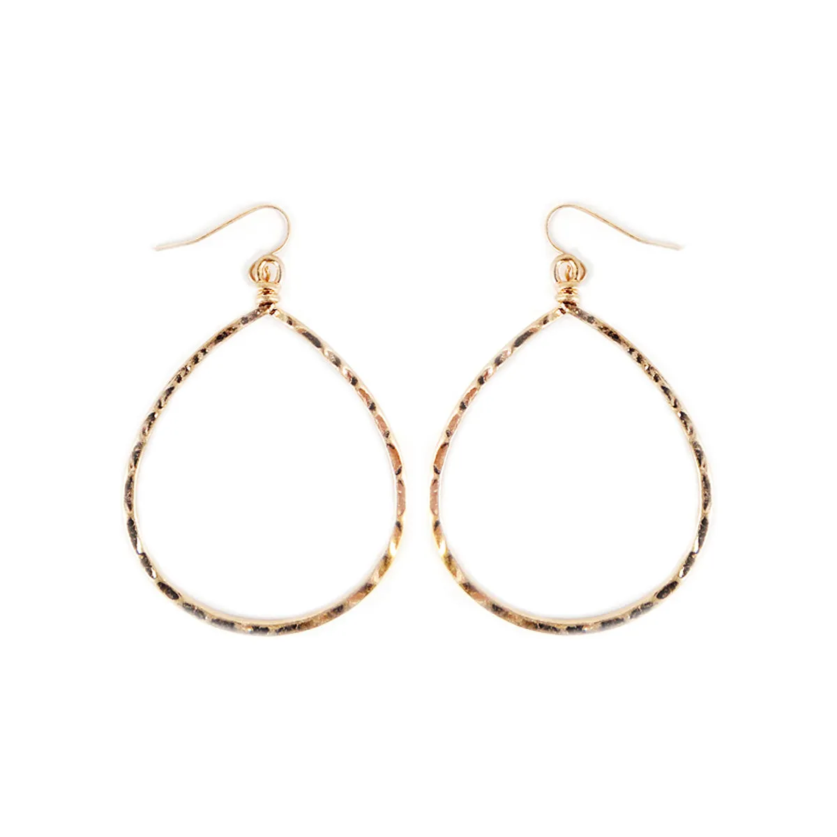 Hammer Oval Gold Hoop Earrings