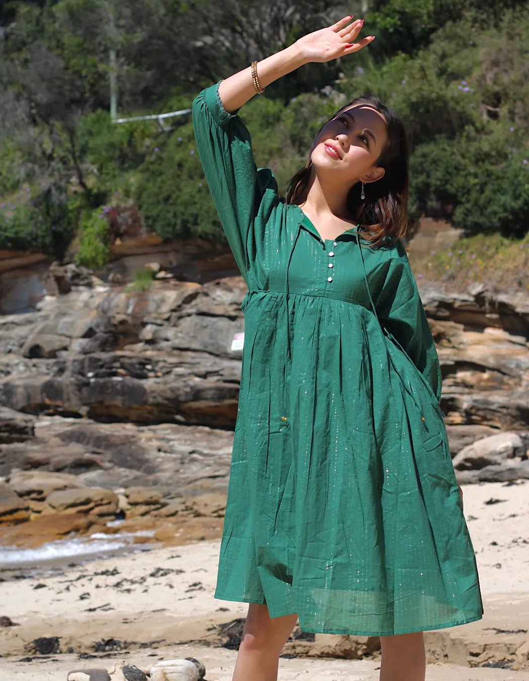 Hawa Midi in Jade- Lined