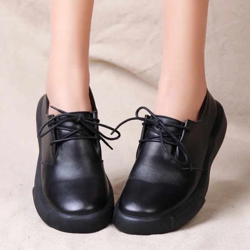 Lace-Up Big Size Women's Shoes Black | 35-41