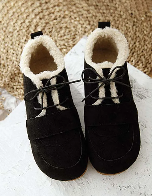 Lace-up Suede Winter Velvet Shoes