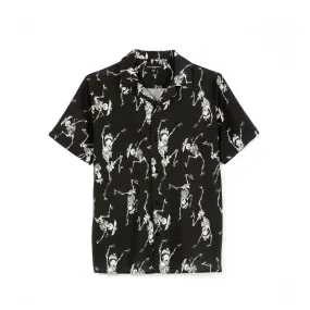 LUCKY BASTARD YAKUZA SHORT SLEEVE WOVEN "DANCING SKELETON" IN BLACK