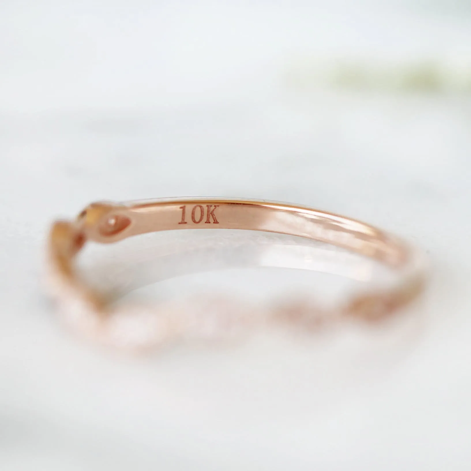 Luxe Custom Curved Wedding Band- 10K 14K 18K Solid Rose Gold