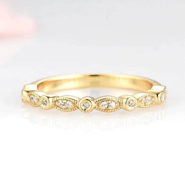 Luxe Simulated Diamond Wedding Band- 18K Yellow Gold Vermeil