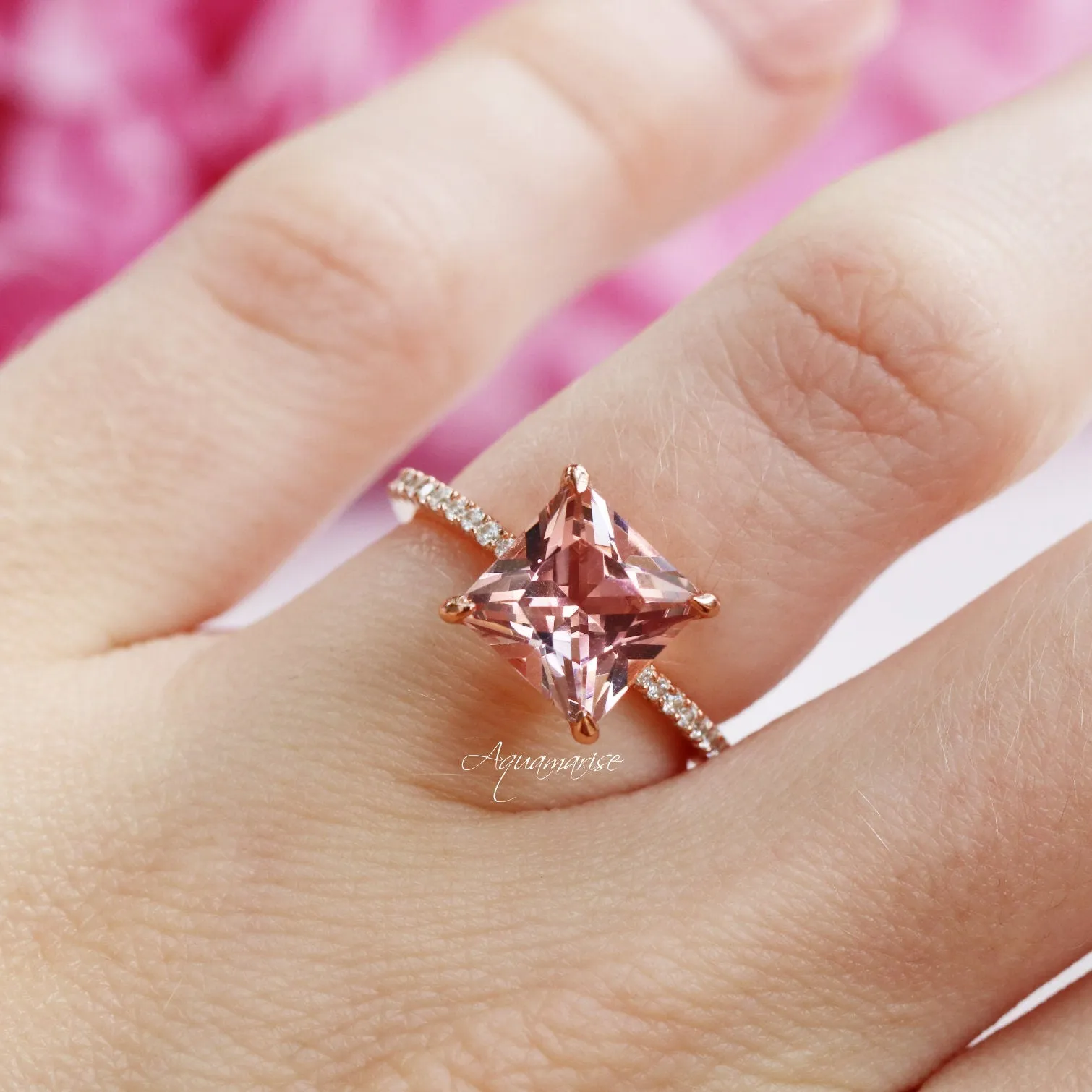 Nora Morganite Ring- 14K Rose Gold Vermeil