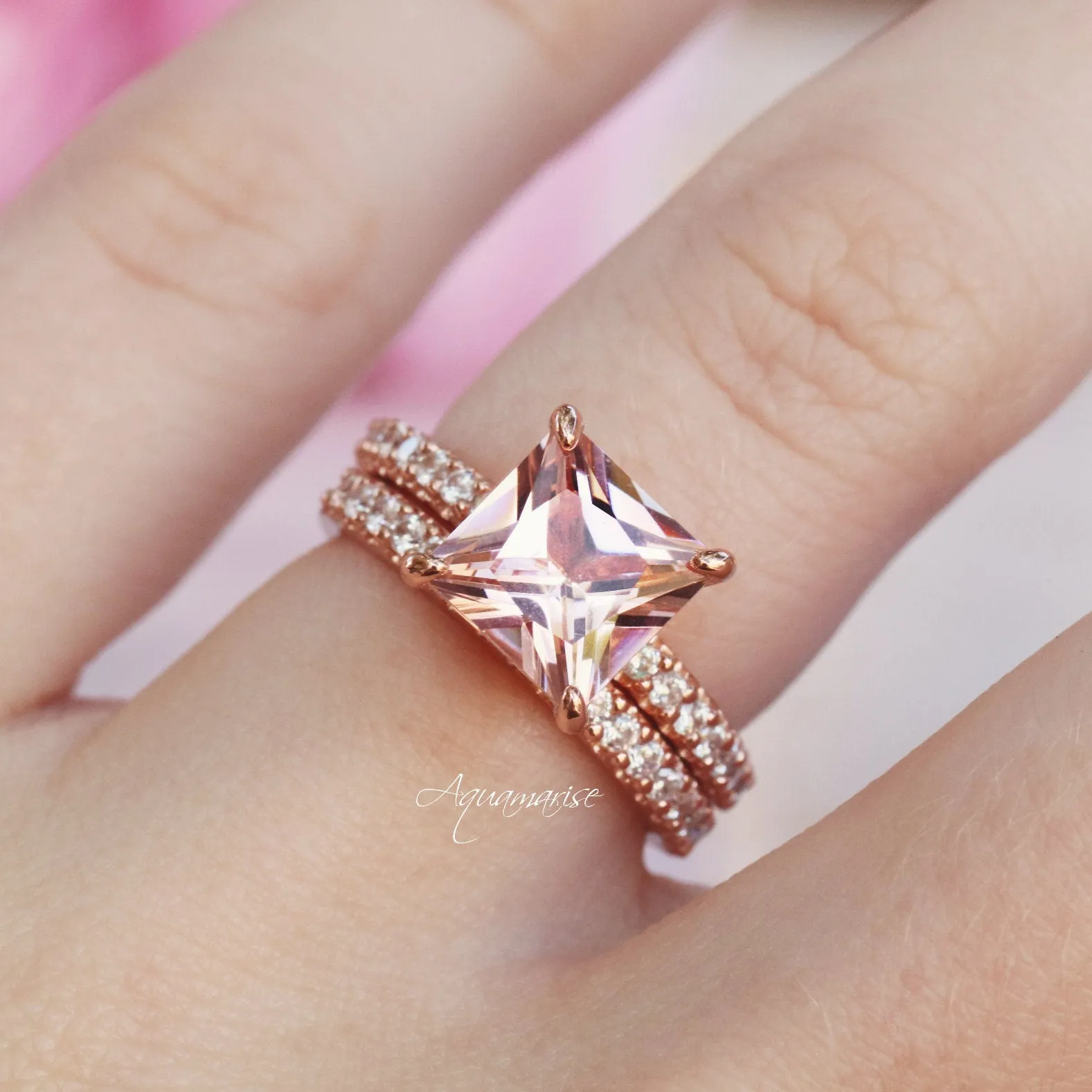 Nora Morganite Ring- 14K Rose Gold Vermeil