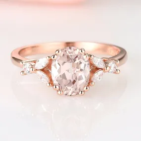 Oval Morganite Ring- 14K Rose Gold Vermeil