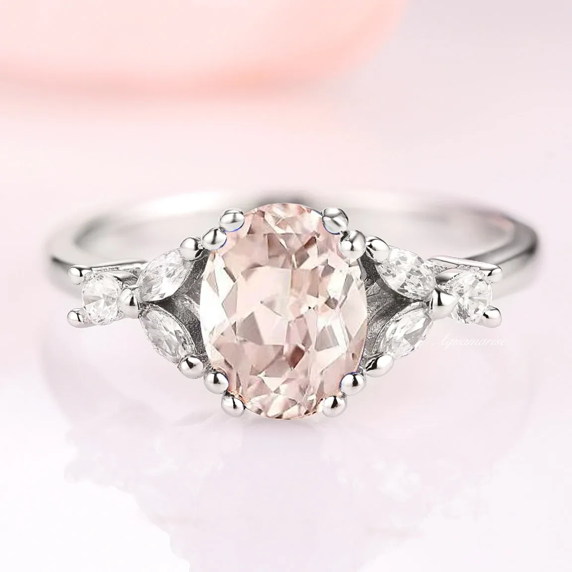 Oval Morganite Ring- Sterling Silver