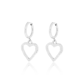 Silver coloured earrings with heart