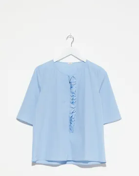 Sky Blue Cotton Ruffle Top