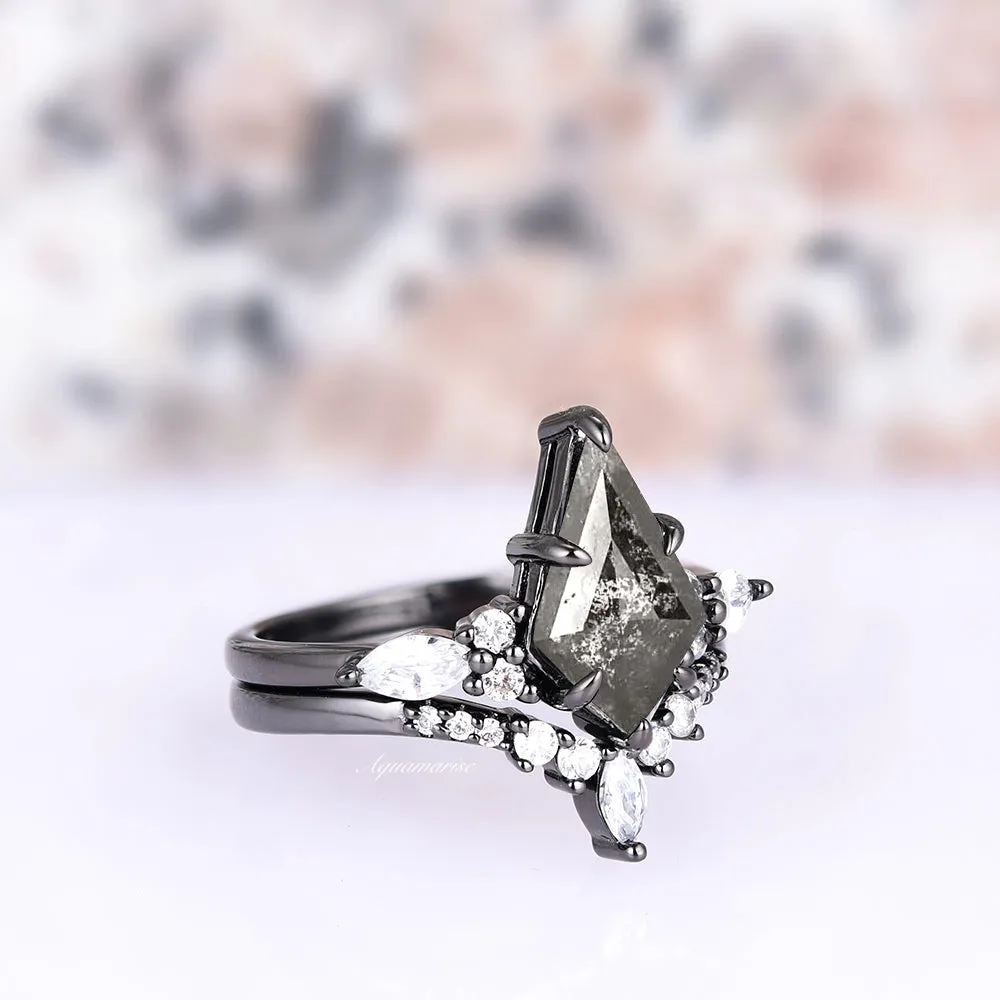 Skye Galaxy Raw Salt & Pepper (Herkimer) Diamond Ring- Black Rhodium Filled