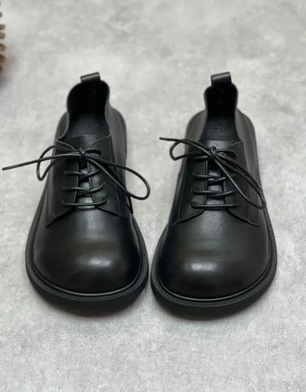 Soft Leather Lace-up Comfortable Wide Toe Box Shoes