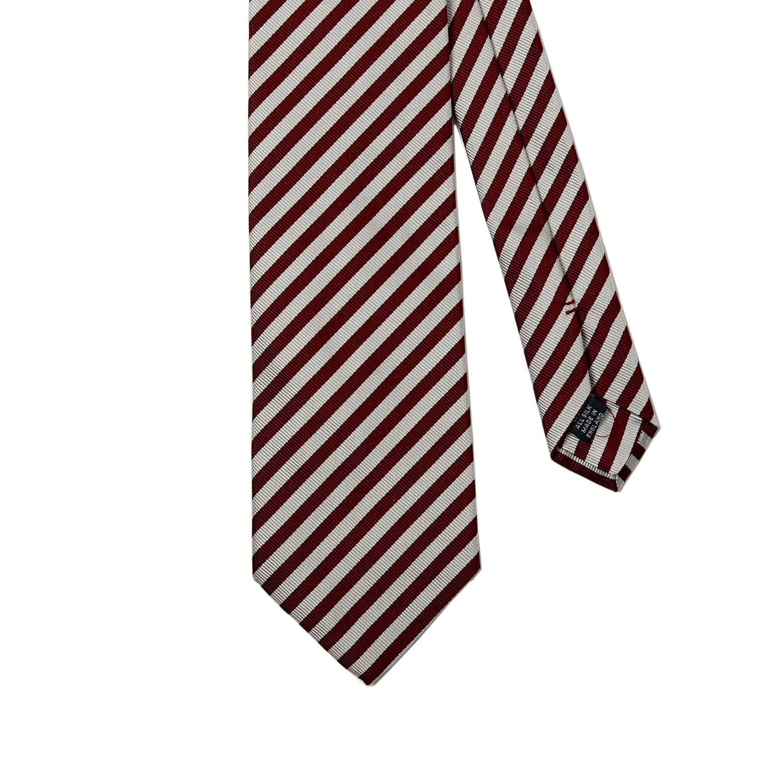 Sovereign Grade Burgundy and Silver London Stripe Silk Tie