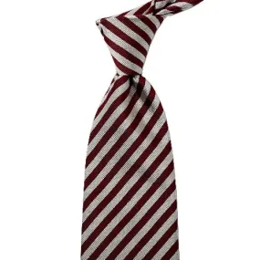 Sovereign Grade Burgundy and Silver London Stripe Silk Tie