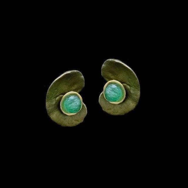 Spiral Geranium Earrings with Emeralds