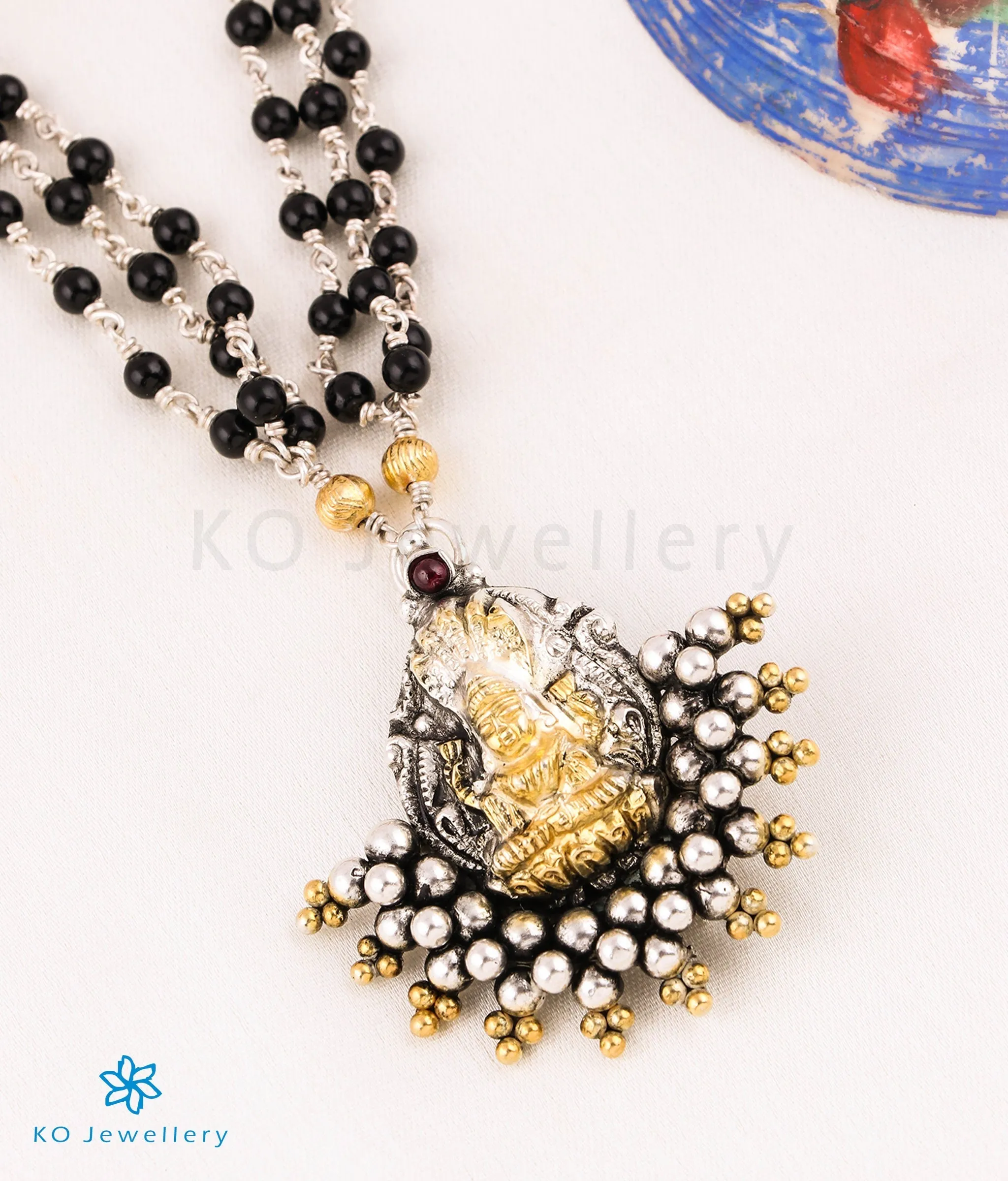 The Kavya Silver Lakshmi Mangalsutra Necklace