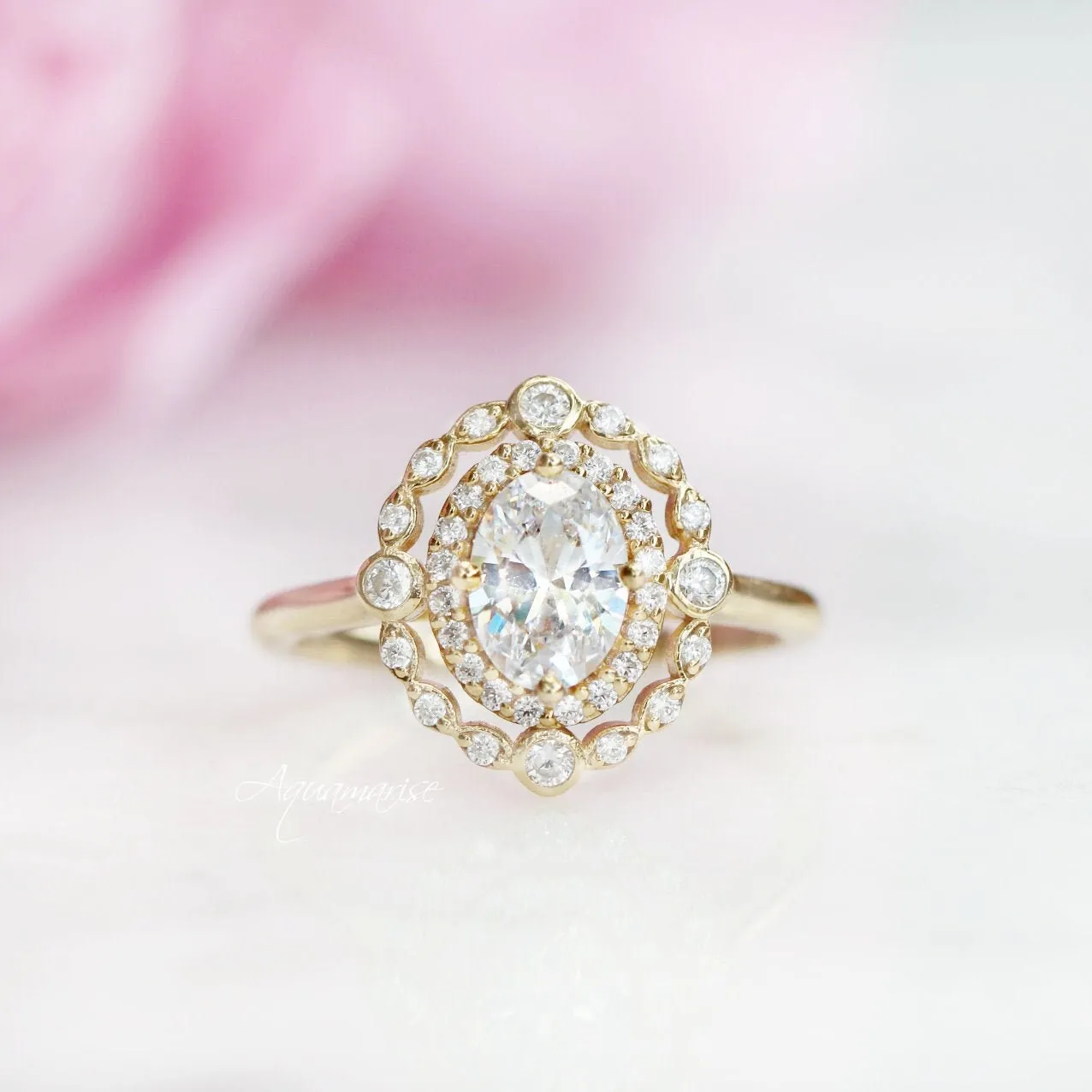 Valentina Diamond (cz) Ring-  14K Yellow Gold Vermeil