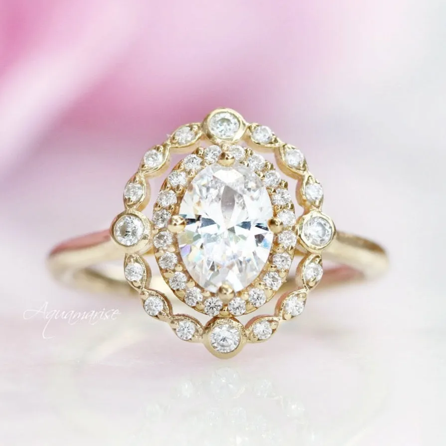 Valentina Diamond (cz) Ring-  14K Yellow Gold Vermeil