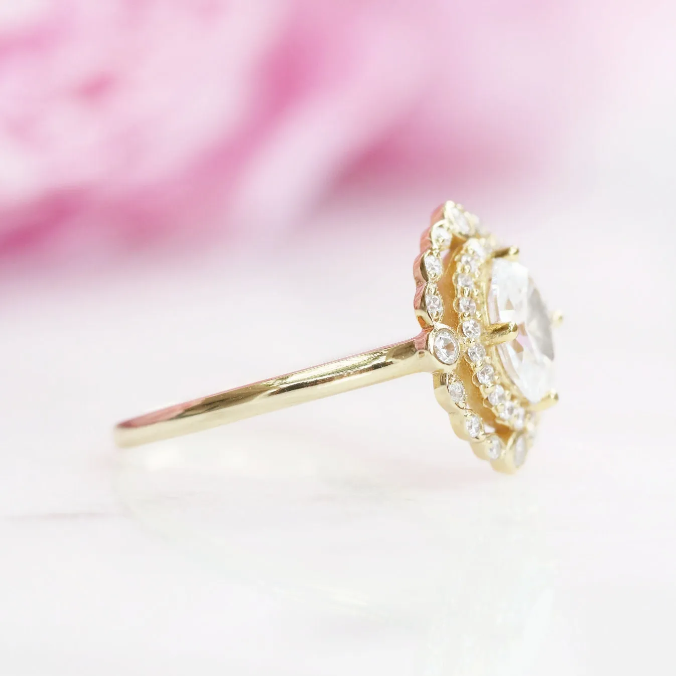 Valentina Diamond (cz) Ring-  14K Yellow Gold Vermeil