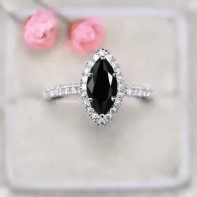 Valeria Marquise Black Diamond ( Black Onyx )Ring- Sterling Silver